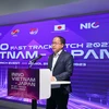 Chương trình “Inno Vietnam - Japan Fast Track Pitch 2023 ngày 29/8. (Ảnh: PV/Vietnam+)