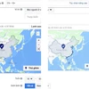 Bản đồ của Facebook phần lãnh thổ Trung Quốc trước và sau khi sửa lỗi. (Ảnh chụp sáng 1/7 và chiều 1/7: Vietnam+)