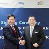 Lãnh đạo FPT và SBI Holdings kỳ vọng Utop sẽ phát triển mạnh mẽ với khoản đầu tư lớn sắp tới. (Ảnh: FPT)