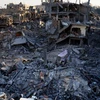 Cảnh đổ nát tại Shejaiya (Dải Gaza) sau một đợt oanh kích của máy bay Israel. (Nguồn: AFP/TTXVN)