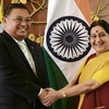 Ngoại trưởng Ấn Độ Sushma Swaraj và người đồng cấp Myanmar Wunna Maung Lwin. (Nguồn: thehindubusinessline)