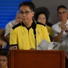 Bộ trưởng Nội vụ Manuel Roxas phát biểu sau khi được đề cử làm ứng viên Tổng thống của Đảng LP tại Manila ngày 31/7. (Nguồn: AFP/TTXVN)