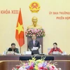 Chủ tịch Quốc hội Nguyễn Sinh Hùng phát biểu khai mạc Phiên họp thứ 45 của Ủy ban Thường vụ Quốc hội. (Ảnh: Nhan Sáng/TTXVN)