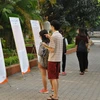 Các bạn trẻ trong một sự kiện tuyên truyền về chấm dứt bạo lực với phụ nữ và trẻ em gái. (Ảnh: PV/Vietnam+)