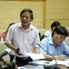 Phó giám đốc Sở Y tế Hà Nội Hoàng Đức Hạnh phát biểu tại cuộc họp. (Ảnh: PV/Vietnam+)