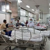 Bệnh nhân vụ cháy đang cấp cứu và điều trị tại bệnh viện Chợ Rẫy. (Ảnh: Phương Vy/TTXVN)