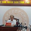 Đại diện Ủy ban Nhân dân tỉnh thông tin trong cuộc họp. (Ảnh: PV/Vietnam+)