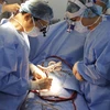 Các bác sỹ thực hiện ca phẫu thuật tim bằng phương pháp Ozaki. (Ảnh: PV/Vietnam+)