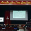 Một ứng viên trình bày về Đề án trước Hội đồng thi tuyển. (Ảnh: PV/Vietnam+)
