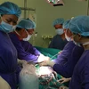 Các bác sỹ Khoa Tim mạch và lồng ngực thực hiện một ca phẫu thuật. (Ảnh: PV/Vietnam+)
