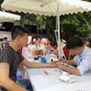 Bác sỹ khám bệnh miễn phí cho người dân tại Lễ kỷ niệm 10 năm thành lập Hội Thầy thuốc trẻ Việt Nam. (Ảnh: PV/Vietnam+)