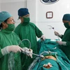 Bác sỹ trẻ Bàn Văn Chiến phẫu thuật nội soi cho một bệnh nhân. (Ảnh: PV/Vietnam+)