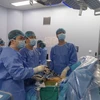 Các bác sỹ thực hiện ca phẫu thuật ghép gan cho bệnh nhân. (Ảnh: PV/Vietnam+)
