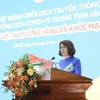 Thứ trưởng Nguyễn Thị Liên Hương phát biểu tại buổi lễ. (Ảnh: Minh Quyết/TTXVN)
