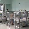 Trẻ mắc Adeno đang điều trị tại Bệnh viện Nhi Trung ương. (Ảnh: PV/Vietnam+)
