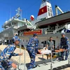 Lực lượng hải quân đưa bệnh nhân từ tàu 571 đưa bệnh nhân lên đất liền. (Ảnh: T.G/Vietnam+)