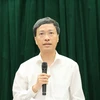 Giáo sư Phan Trọng Lân - Cục trưởng Cục Y tế Dự phòng thông tin tại buổi họp báo. (Ảnh: Trần Minh/Vietnam+) 