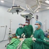 Các bác sĩ nước ngoài đã được theo dõi trực tiếp các ca mổ thị phạm cùng Phó giáo sư Trần Ngọc Lương - Nguyên Giám đốc Bệnh viện Nội tiết Trung ương thực hiện. (Ảnh: PV/Vietnam+)