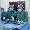 Các bác sĩ Viện Tim mạch Việt Nam thực hiện can thiệp cho bệnh nhân. (Ảnh: PV/Vietnam+)