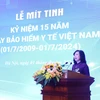 Bộ trưởng Bộ Y tế Đào Hồng Lan phát biểu tại buổi lễ. (Ảnh: PV/Vietnam+)