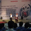 Honda đào tạo lái xe an toàn cho sinh viên Cần Thơ. (Ảnh: Bích Ngân/Vietnam+)