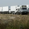 Đoàn xe cứu trợ của Nga đến điểm tập kết ở biên giới Ukraine