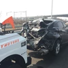[Photo] Hiện trường vụ tai nạn liên hoàn trên cầu dây văng ở Hàn Quốc