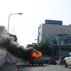 Tiền Giang: Cháy xe khách đang lưu thông, tài xế may mắn thoát thân