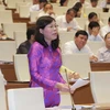 Đại biểu Quốc hội tỉnh Phú Thọ Lê Thị Yến phát biểu ý kiến. (Ảnh: Phương Hoa/TTXVN)