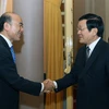Chủ tịch nước Trương Tấn Sang tiếp ông Misuhiro Furusawa, Phó Tổng giám đốc IMF. (Ảnh: Nguyễn Khang/TTXVN)