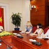 Tổng Bí thư Nguyễn Phú Trọng tiếp và trả lời phỏng vấn các hãng thông tấn, báo chí Hoa Kỳ. (Ảnh: Trí Dũng/TTXVN)