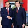 Chủ tịch nước Trương Tấn Sang tiếp Phó Chủ tịch nước Lào Bounnhang Vorachith. (Ảnh: An Đăng/TTXVN)