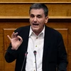 Bộ trưởng Tài chính Hy Lạp Euclid Tsakalotos phát biểu trước Quốc hội. (Nguồn: AFP/TTXVN)