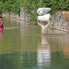 Cảnh ngập lụt ở Minbu, vùng Magway. (Nguồn: THX/TTXVN)