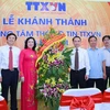 Các đại biểu trong lễ khánh thành Trung tâm Thông tin TTXVN tại Hà Nội. (Ảnh: Lê Minh Sơn/Vietnam+)