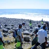 Các nhân viên bảo vệ môi trường và bờ biển tiếp tục tìm kiếm mảnh vỡ máy bay MH370 trên đảo Reunion ngày 10/8. (Nguồn: AFP/TTXVN)