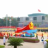 Biểu tượng 70 năm Quốc khánh nước Cộng hòa xã hội chủ nghĩa Việt Nam tại lễ diễu binh. (Nguồn: TTXVN)