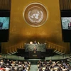 Tổng Thư ký Ban Ki-moon phát biểu tại phiên toàn thể khóa họp Đại hội đồng Liên hợp quốc về phát triển bền vững. (Nguồn: Reuter/TTXVN)