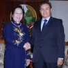 Phó Chủ tịch nước Nguyễn Thị Doan hội kiến với Phó Chủ tịch Quốc hội Lào Saysomphone Phomvihane. (Ảnh: Thống Nhất/TTXVN)