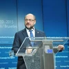 Chủ tịch Nghị viện châu Âu Martin Schulz tại cuộc họp báo. Ảnh: Hương Giang/Vietnam+)