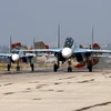 Máy bay Sukhoi SU-24 của Nga tại căn cứ không quân Hmeimim ở tỉnh Latakia, Syria. (Nguồn: AFP/TTXVN)