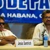 Đại diện của FARC Ivan Marquez (phải) phát biểu trong cuộc họp báo tại La Habana, Cuba ngày 17/10. (Nguồn: AFP/TTXVN)
