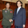 Thủ tướng Nguyễn Tấn Dũng tiếp Trung tướng Souvone Leuangbounmy. (Ảnh: Đức Tám/TTXVN)