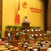 Chủ tịch Quốc hội Nguyễn Sinh Hùng nêu khái quát những vấn đề Quốc hội cần tập trung chất vấn và trả lời chất vấn. (Ảnh: Nhan Sáng/TTXVN)