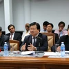 Bộ trưởng Trịnh Đình Dũng phát biểu tại phiên khai mạc kỳ họp thứ 32 Ủy ban Liên Chính phủ Việt Nam-Cuba. (Ảnh: Phạm Hoài Nam/TTXVN)