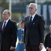 Tổng thống Serbia Tomislav Nikolic trong lễ đón Tổng thống Nga Vladimir Putin tạ Belgrade. (Nguồn: TASS)