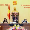 Chủ tịch Quốc hội Nguyễn Sinh Hùng phát biểu khai mạc Phiên họp thứ 42 Ủy ban Thường vụ Quốc hội. (Ảnh: Nhan Sáng-TTXVN)