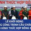Phó Thủ tướng Phạm Bình Minh và các đại biểu thực hiện nghi thức khởi động dự án. (Ảnh: Đặng Công Mạo/TTXVN)
