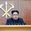 Nhà lãnh đạo Triều Tiên Kim Jong-un phát biểu tại Bình Nhưỡng ngày 1/1/2016. (Nguồn: AFP/TTXVN)