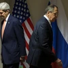 Ngoại trưởng Mỹ John Kerry (trái) và Ngoại trưởng Nga Sergey Lavrov tại cuộc đàm phán về tiến trình hòa bình Syria ở Zurich. (Nguồn: AFP)